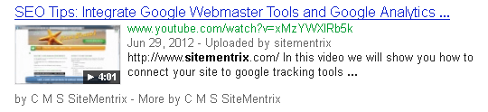 YouTube filmpje gekoppeld aan de SiteMentrix website via het Google+ profiel